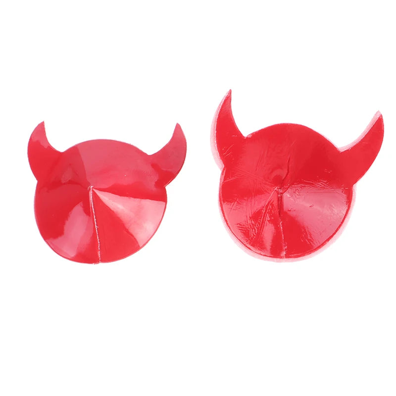 Devil Nipple Pasties with Horn Shape Sexy PU Leather