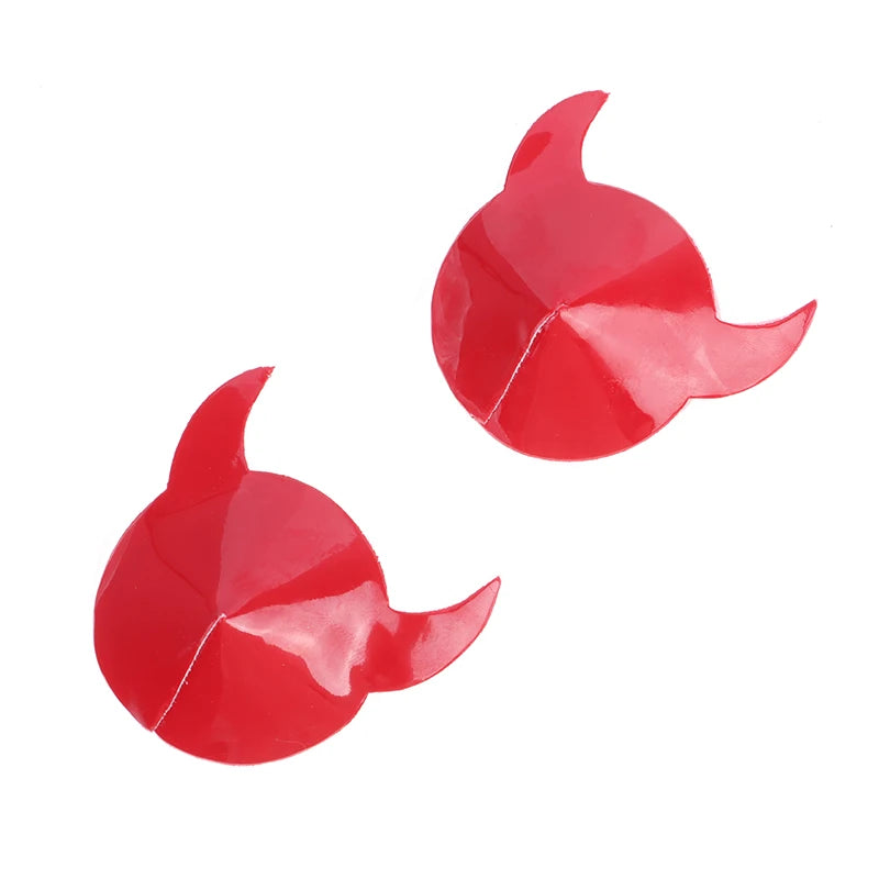 Devil Nipple Pasties with Horn Shape Sexy PU Leather