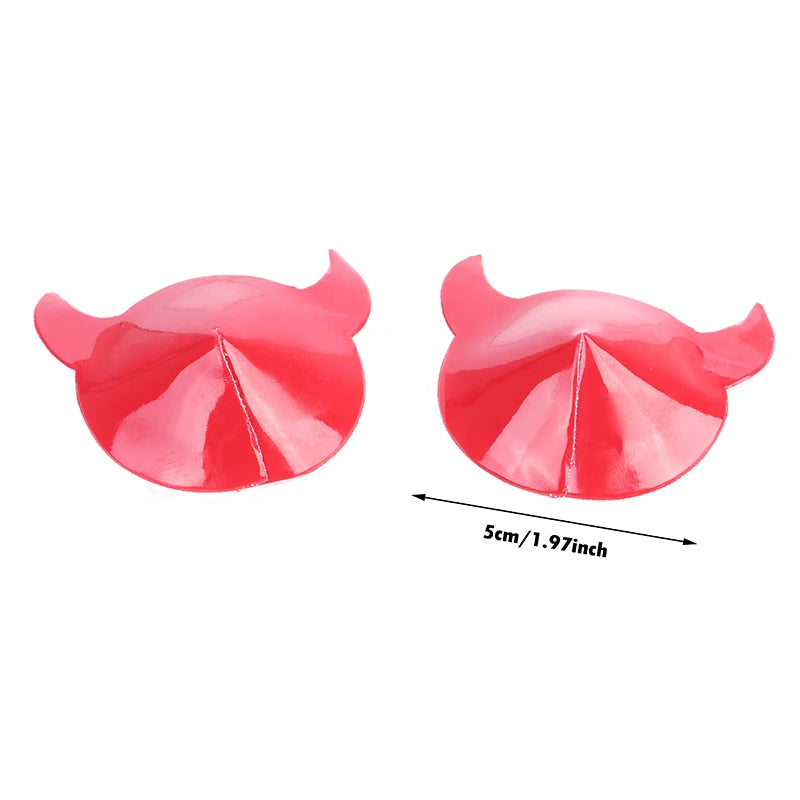 Devil Nipple Pasties with Horn Shape Sexy PU Leather