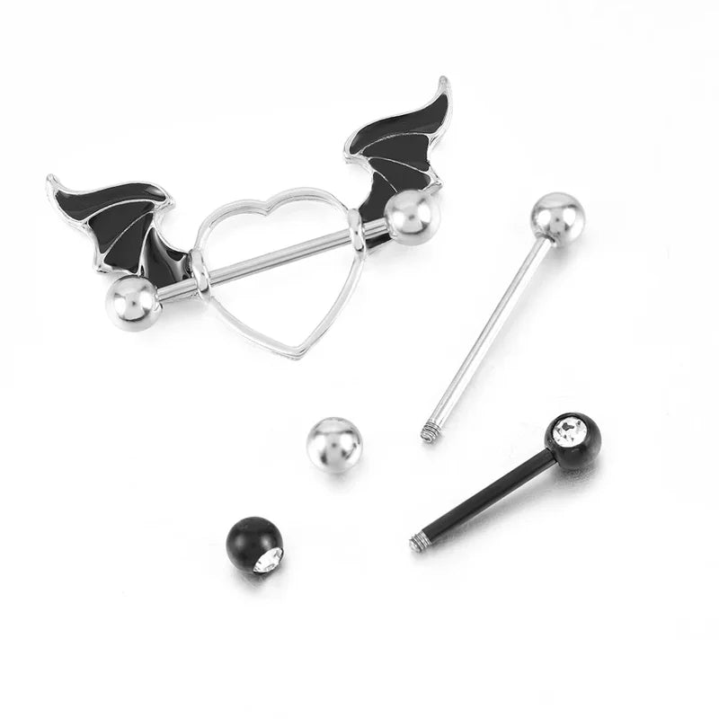 Nipple Piercing Jewelry Heart Shaped Surgical Piercing 1 Pair Stainless Steel