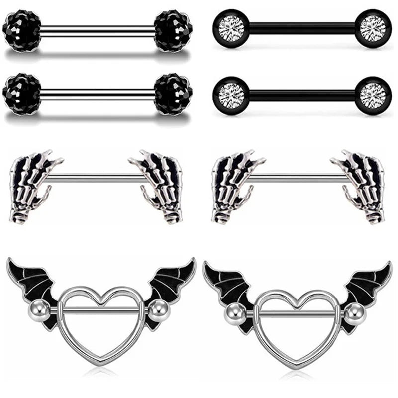 Nipple Piercing Jewelry Heart Shaped Surgical Piercing 1 Pair Stainless Steel