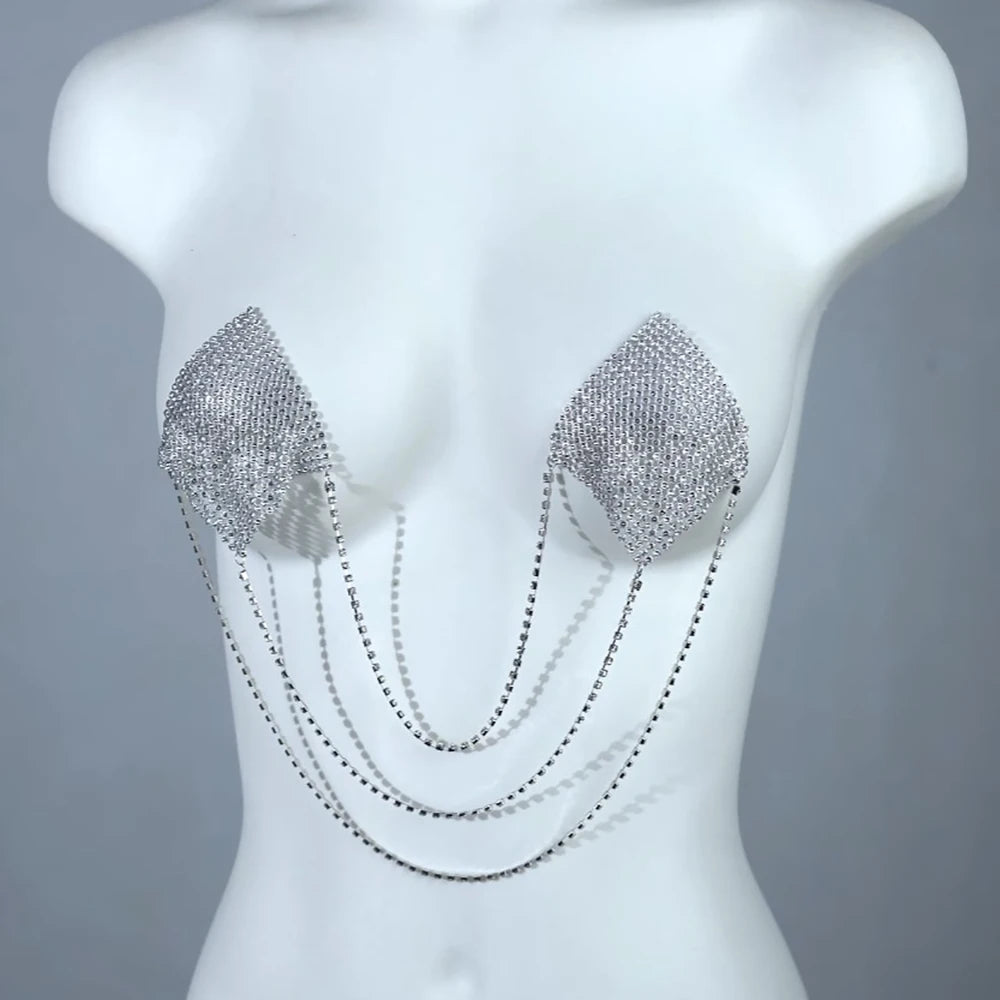 Metal Rhinestone Nipple Cover Sexy Nipple Adhesive