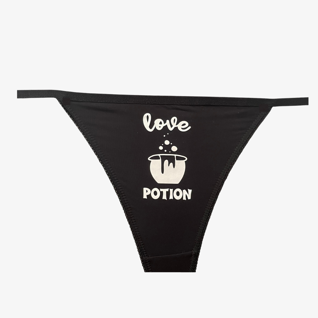 a women's bikini bottom with a pot on it